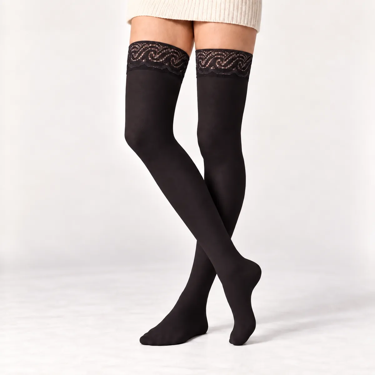 Sox4Life Halterlose 140den in Schwarzbeere
